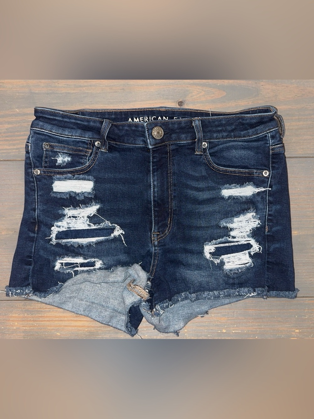 American Eagle Outfitters Dark Wash Distressed Denim Women’s Shorts